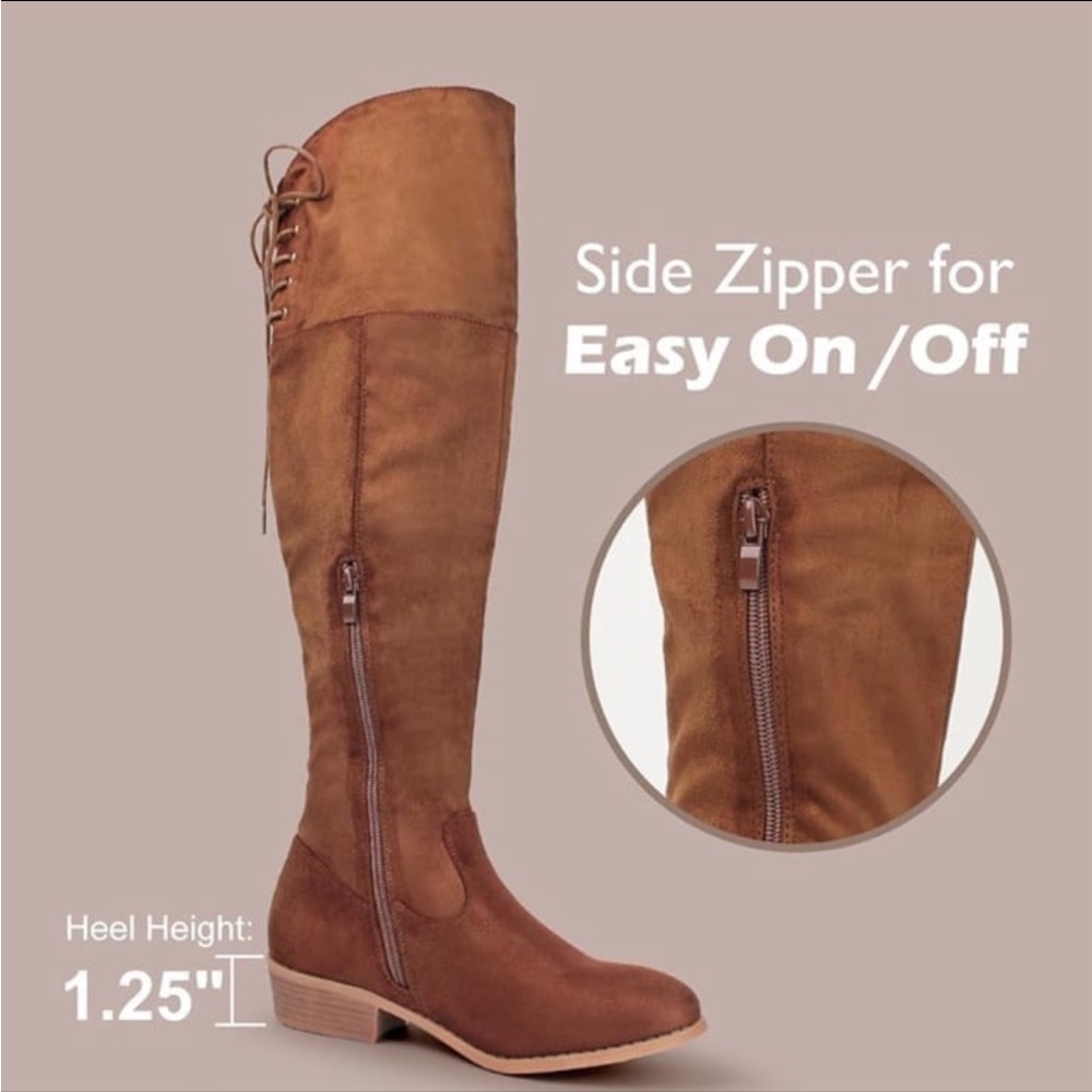 Hawkwell Women’s Over-the-Knee Flat Heel Thigh High Boots - Picture 3 of 4